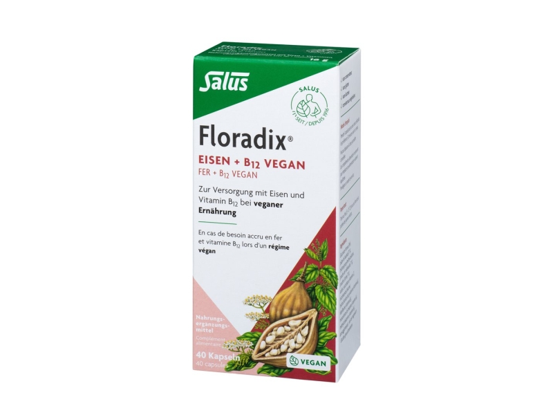 FLORADIX Vegan fer+vitamine B12 capsules 40 pièces