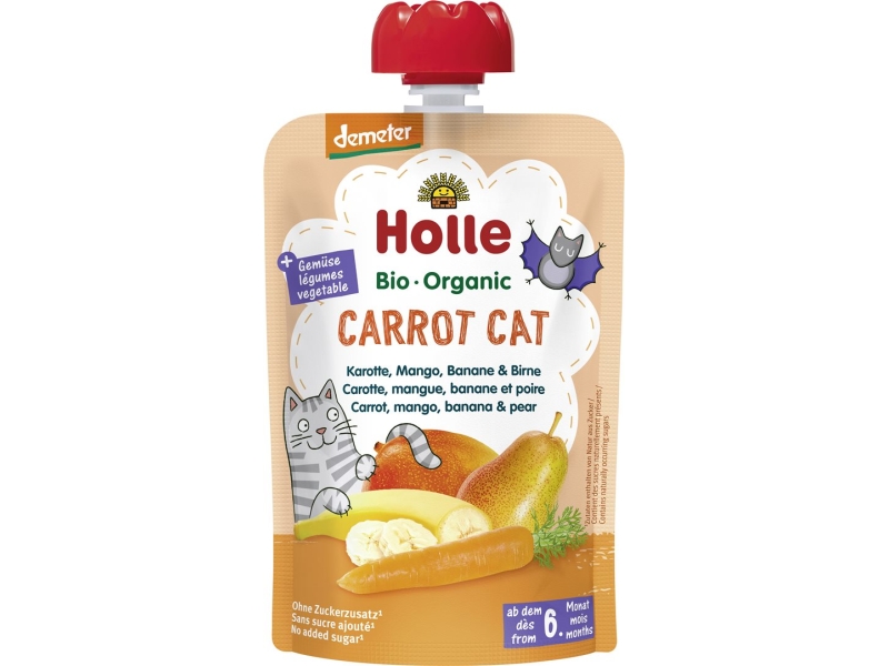 HOLLE Carrot Cat Pouchy Carotte, mangue, banane et poire bio 100 g